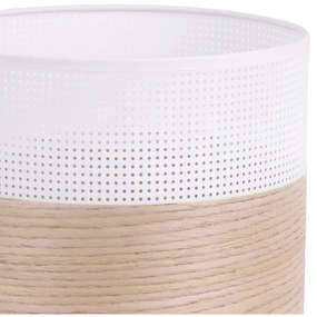 Light Home Závesné svietidlo Wood, 1x béžová dubová dýha/biele PVCové tienidlo, (fi 20cm)