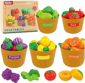 LEAN Toys Vzdelávacia sada na triedenie zeleniny a ovocia na krájanie 34 el.