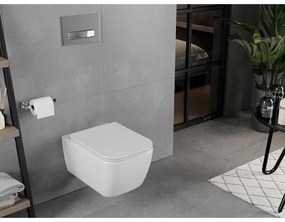 Mexen Elis závesné wc Rimless s toaletným Slim sedátkom z duroplastu, 52 x 34,5 cm, biela - 30910600