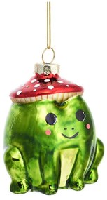 Sklenená ručne vyrobená vianočná ozdoba 7 cm Frog – Sass &amp; Belle