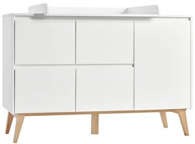 Biela detská komoda so zásuvkami Pinio Swing, 148 x 92 cm