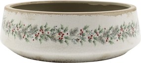 Béžová keramická misa s cezmínou Holly Christmas Antique – Ø 30*10 cm