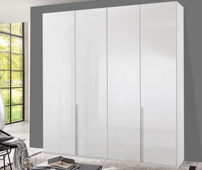 Šatníková skriňa New York D, 180 cm, biela / biely lesk