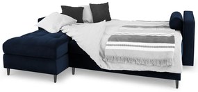 Modrá zamatová rozkladacia rohová pohovka Milo Casa Santo, ľavý roh