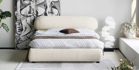 Dvoulůžková čalouněná postel Avola 160x200 s úložným prostorem béžová