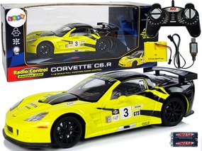 LEAN Toys Závodné športové auto R/C 1:18 Corvette C6.R Yellow 2.4 G Lights