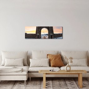 Obraz brány, Yellowstone (s hodinami) (90x30 cm)