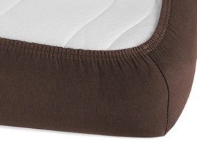 Jersey napínacie prestieradlo na vysoký matrac JR-026 Čokoládovo hnedé 80 x 200 - výška 30 cm