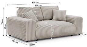 Svetlosivá menčestrová pohovka 178 cm Justin – Ropez