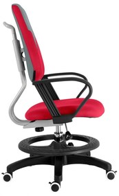 Detská rastúca stolička s podnožou BAMBINO – látka, šedo-červená