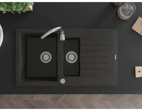 Mexen Matias - drez granitový 90,0x50,5cm, 1,5-komorový, čierna-zlatá, 6502901505-75