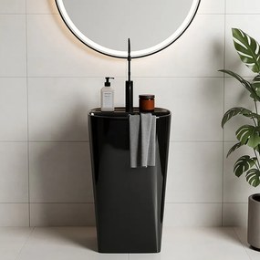 BPS-koupelny Voľne stojace keramické umývadlo HYD-CO-BL-490 49x38 cm, čierne
