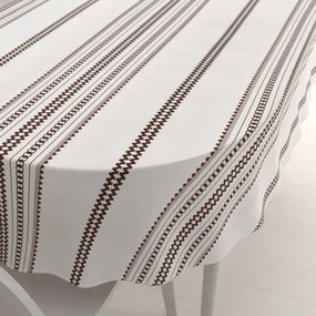 Biante Bavlnený oválny obrus Sandra SA-618 Hnedý ľudový vzor na bielom 50x100 cm