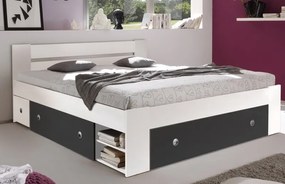 Posteľ s nočnými stolikmi Stefan 140x200 cm, biela/grafit