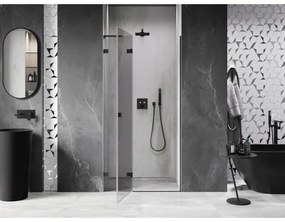 Mexen, Mexen Lunar L výklopné sprchové dvere ľavé 85 cm, transparentné, čierne - 834L-085-000-70-00-L