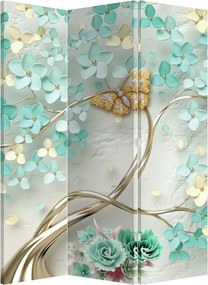Paraván - Kvetina s motýľmi (126x170 cm)