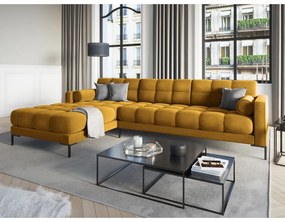 Žltá zamatová rohová pohovka Cosmopolitan Design Bali, ľavý roh
