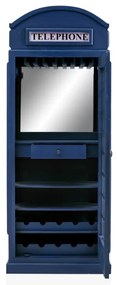 furniture-nabytek.cz - Masívna vinotéka v tvare telefónnej búdky, lakovaná, modrá – Mango 78×44×200 cm