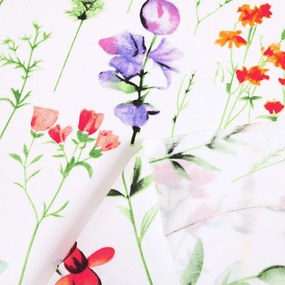 Biante Detský bavlnený záves Sandra SA-492 Kvetovaná lúka na bielom 150x140 cm