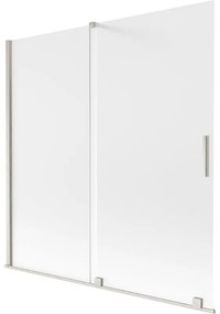 Mexen Velar, 2-krídlová posuvná vaňová zástena 160 x 150 cm, 8mm sklo námraza, brúsená oceľ, 896-160-000-31-97
