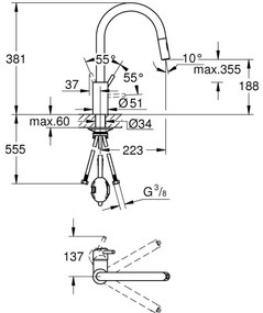 GROHE 31483DC2 - Drezová batéria CONCETTO z nehrdzavejúcej ocele