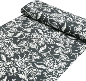 Biante Dekoračný obdĺžnikový obrus PML-105 Biele kvety na čiernom 120x160 cm