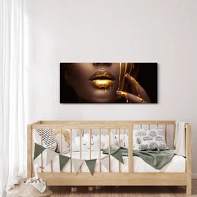 Obraz - Žena so zlatými perami (120x50 cm)