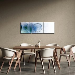 Obraz - Geometrické útvary (s hodinami) (90x30 cm)