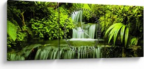 Obraz - Indonézske vodopády (s hodinami) (90x30 cm)