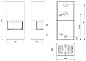 Modulárny krb HOME EASY BOX - NBC 7 čierny trojstranné presklenie