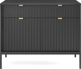 Ryhovaná komoda Nova čierna/čierna so zásuvkami (KSZ104)