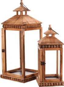 Set dvoch drevených lampášov hnedý DA211 BR (2 ks)
