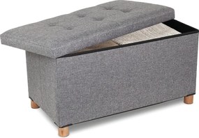 Domopak Čalúnená lavica s úložným priestorom na drevených nohách, sivá