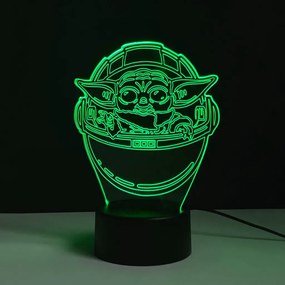 3Dmix 3DL-DRGB048 – 3D LED nočná lampa - Baby Yoda (Star Wars – Mandalorian) (Dual RGB)