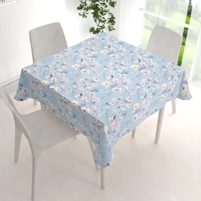 Biante Zamatový štvorcový obrus Tamara TMR-044 Jarné kvety na nebesky modrom 130x130 cm