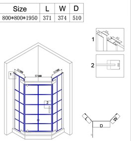 BPS-koupelny Päťuholníkový sprchovací kút BS06A 80x80 čierna/transparent - bez vaničky