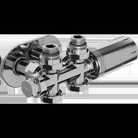Mexen G05 termostatická sada úhlová/přímá s krytkou S, Duplex, DN50, chrom - W908-958-910-01