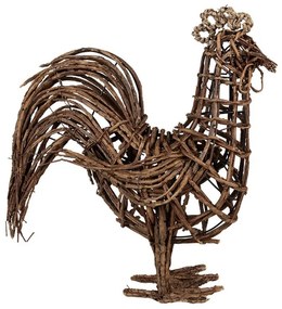 Hnedá prútená dekorácia kohút - 34*15*39 cm