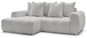 Svetlosivá rozkladacia/s úložným priestorom rohová pohovka z textílie buklé (ľavý roh/s leňoškou) Roxelane – Bobochic Paris