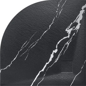 Besco Štvrťkruhová sprchová vanička z SMC kompozitu VEXO MARBLE BLACK HR 90x90 BESCO-Rozmery: 90x90