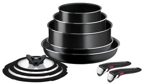 Hliníková súprava riadu 10 ks Ingenio Easy Cook & Clean Black - Tefal