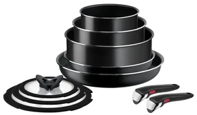 Hliníková súprava riadu 10 ks Ingenio Easy Cook & Clean Black - Tefal