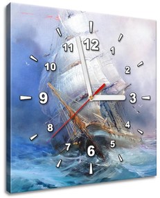 Gario Obraz s hodinami Plachetnica na rozbúrenom mori Rozmery: 30 x 30 cm