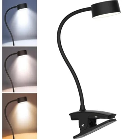 Solight WO3001-B-LED Stm. flexib. lampa s klipom LED/2W/5V 3000/4000/6500K čierna SL1584