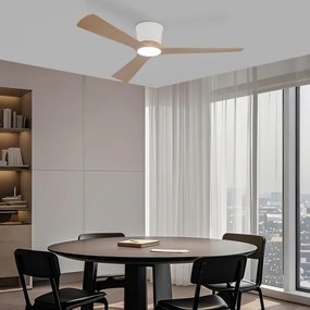 ZEVENTI - LED stropný ventilátor AUREX LED/24W/230V Wi-Fi Tuya biela/dub + diaľkový ovládač