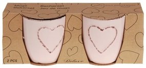Šalky na kávu Vintage srdce – ružové 2x150 ml