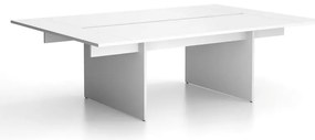 Kancelársky stôl double SOLID + 2x prísed, 240x165 cm, biela