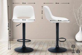 2x Barová stolička Camden - koženka, čierny rám - Biela