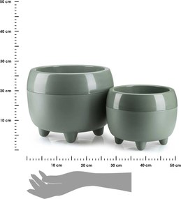 PLASTOVÝ KVETINÁČ BOTANICA SADA 2KS 30X24 CM+23X18,5 CM ZELENÁ