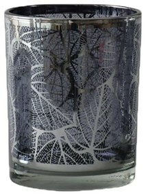 Tmavo šedý svietnik Tree s motívom listov - 7 * 7 * 8cm